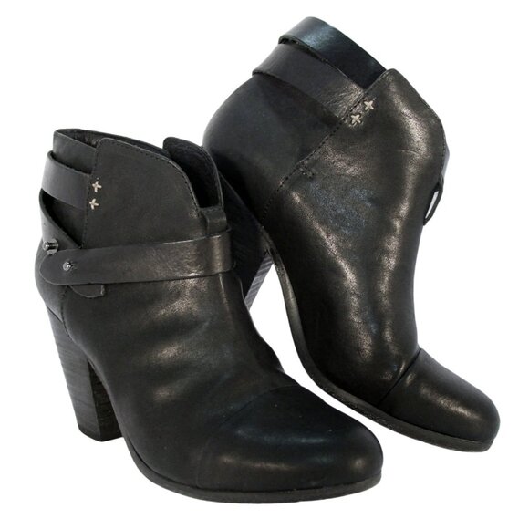 RAG & BONE Harlow $495 Moto Ankle Strap Heeled Booties Ankle Boots 38.5/8.5 - Picture 1 of 10